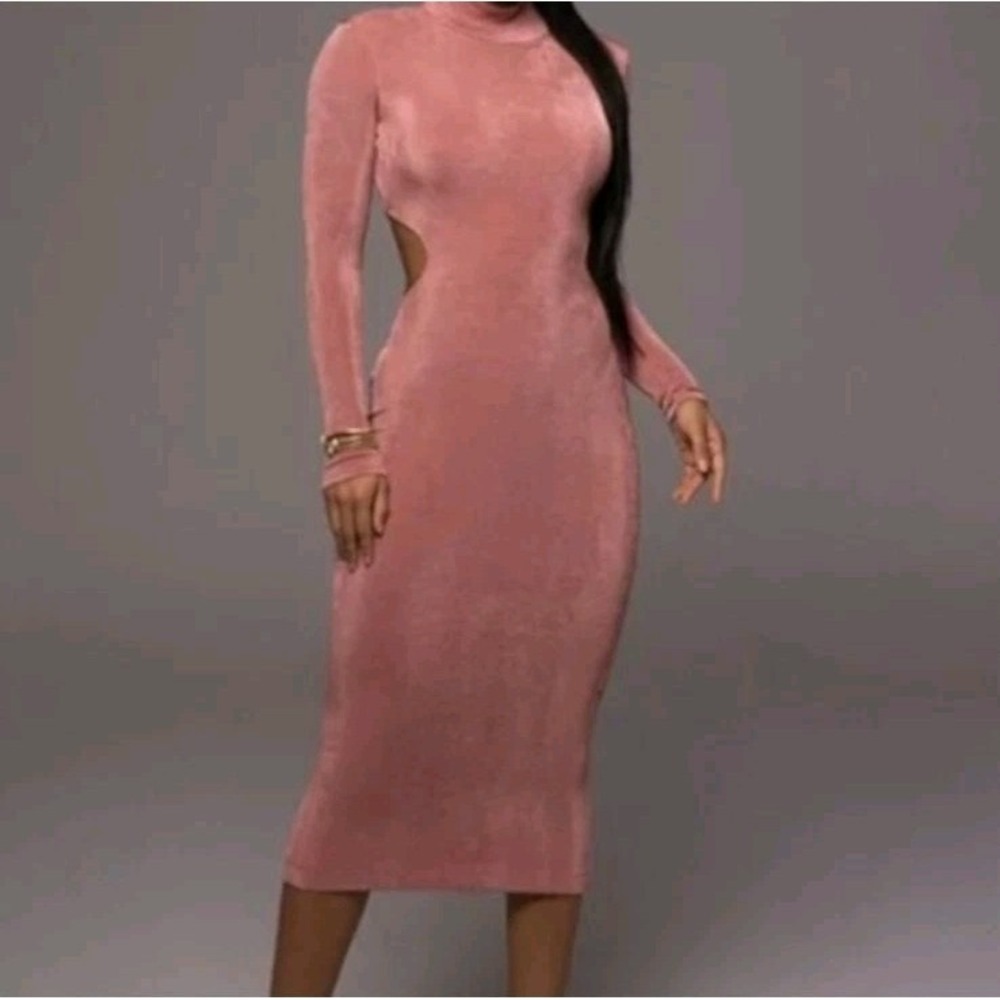 JLUXLABEL Pink Bodycon Stretch Open Back Party Made For You Midi Dress Size Smal